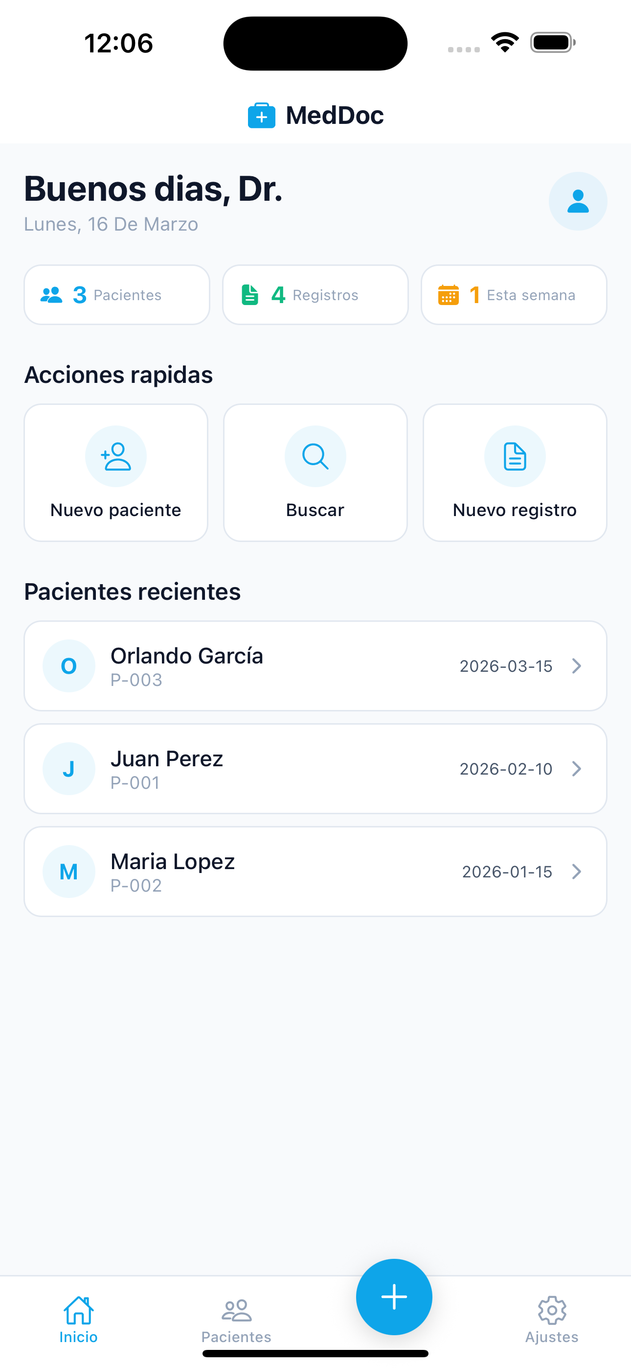 MedDoc — Dashboard principal